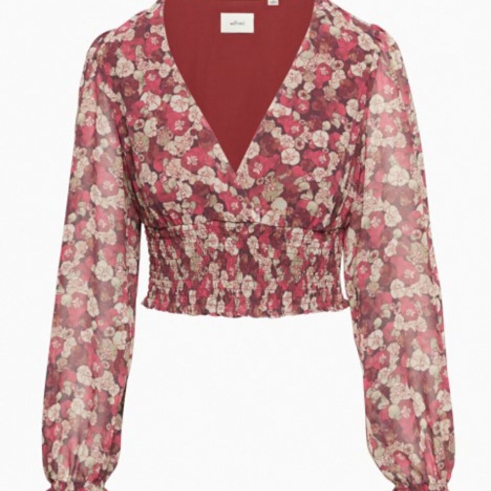 Wilfred Wistful Smoked V-neck Blouse Aritzia Floral Print